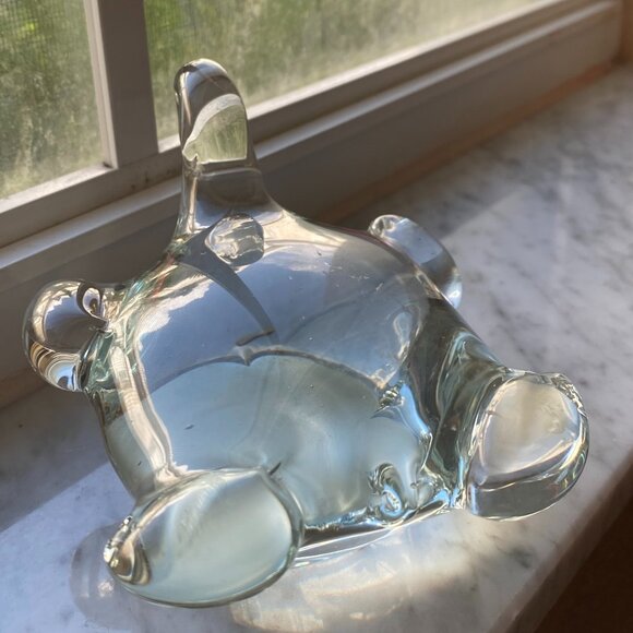 Art Glass Turtle Hand Blown Clear Glass Paperweight Statuette - Picture 5 of 8
